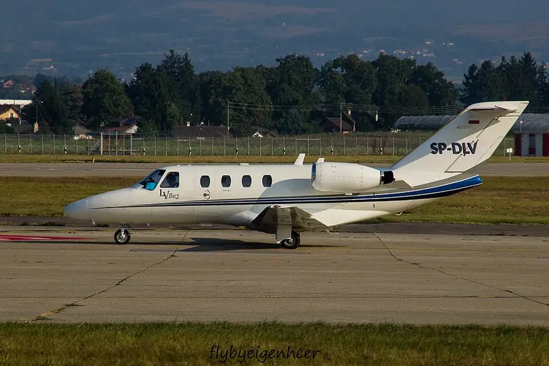 Cessna 525 CitationJet, example photo from Wikimedia Commons